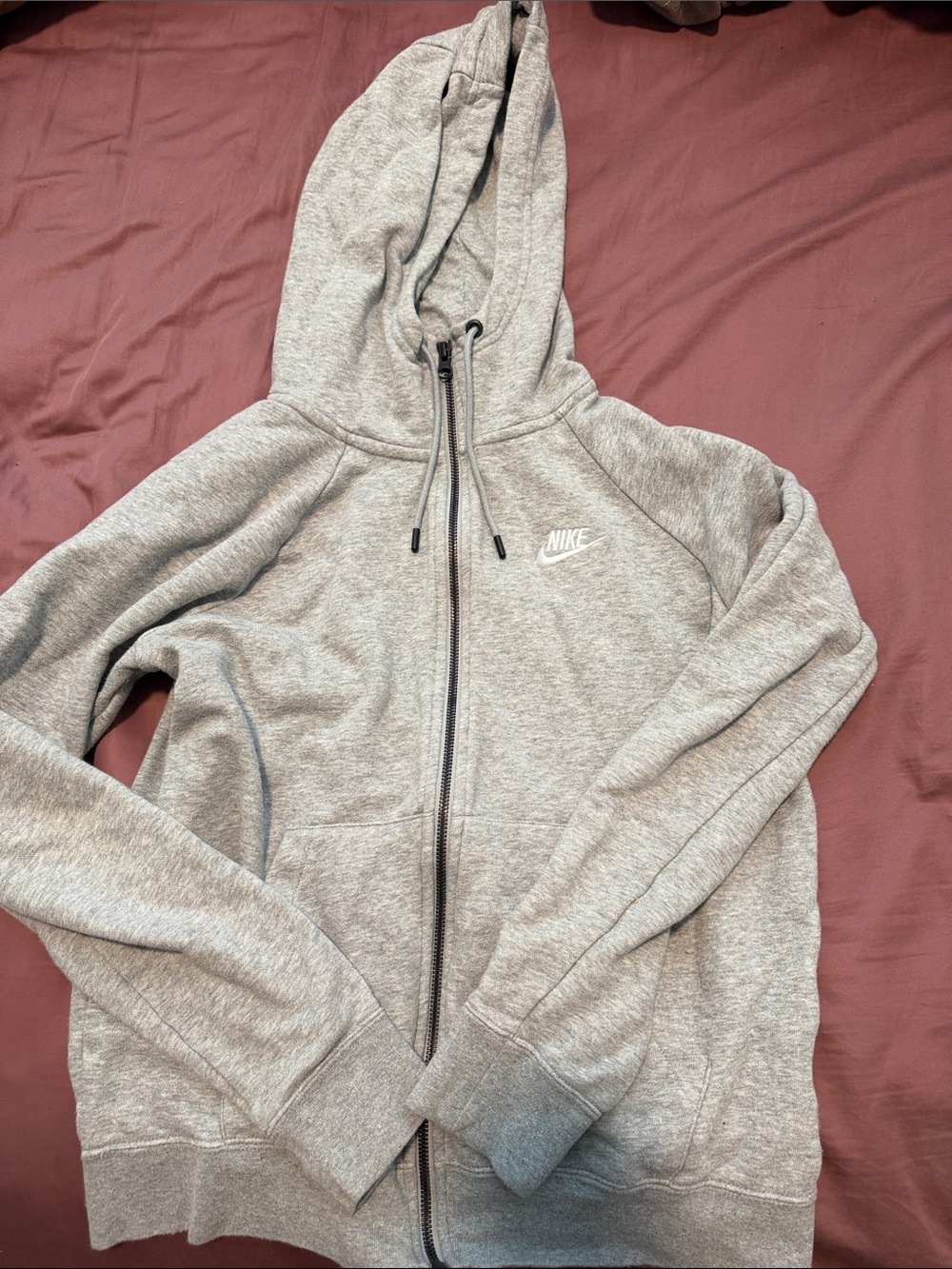 Nike Light Gray Full-Zip Hooded Sweatshirt